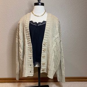 Beige Button Up Cardigan